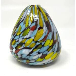 Hand Blown Pearlessence Art Glass Confetti Mini Bud Vase Reed Diffuser Decor 3"